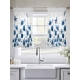 thumbnail image 5 of Navy Blue Floral Sheer Curtains 54 Inch Length 2 Panels Set Window Treatments, Spring Flowers Butterflies Wooden Rod Pocket Semi Curtains for Living Room/Bedroom/Kitchen Décor, 104"W x 54"L, 5 of 7