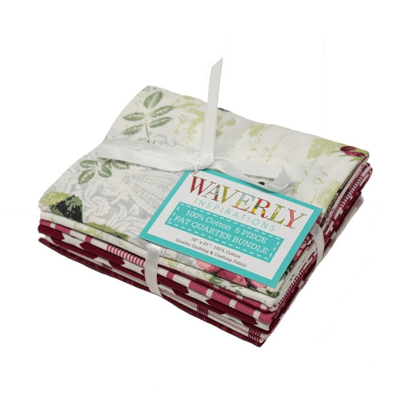 Waverly Inspirations, 100% Cotton, Sewing & Crafting, Cranberry Fabric Bundle, 21 x 18, 5Pcs