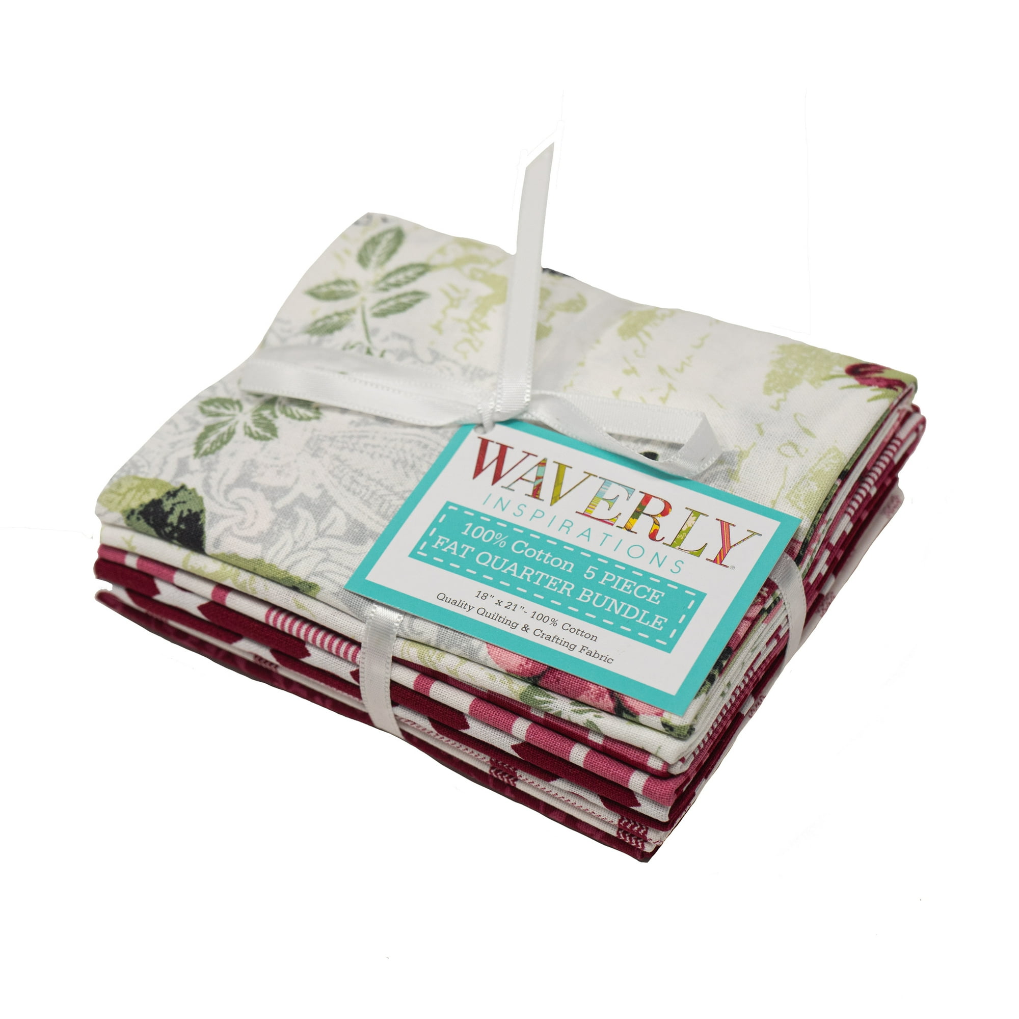 Waverly Inspirations Sewing & Craft Fabric Bundle, 100% Cotton, Cranberry, 18 x 21 in, 5 Pieces