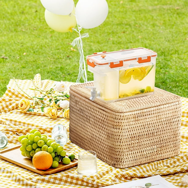Hervidor de Agua Fría de 3,5 L con Grifo para Refrigerador, Dispensador de Jugo de Frutas de Gran Capacidad con Tapa y Grifo, Tetera para Frutas, Cubo para Limonada