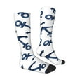 thumbnail image 3 of Balery Navy Blue Anchor Printed Novelty Socks Men's Women's Crew Socks Sports Socks Knee High Socks Cotton Socks Quirky and Cool Socks, 3 of 9