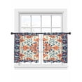 thumbnail image 2 of Sheer Curtains 45 Inches Long, Orange Blue Ethnic Light Filtering Window Curtains for Living Room/Bedroom, Boho Vintage Geometric Art Rod Pocket Voile Sheer Curtain Drapes, 52"W x 45"L, 2 Panels, 2 of 8