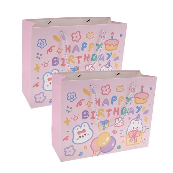 Unique Bargains Cartoon Animal Gift Bags 2Pcs Pink