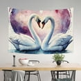 thumbnail image 3 of ZFLMY Swans Heart Shape Watercolor Polyester Wall Art Tapestry for Living Room Bedroom Dorm Decoration, Decorative Wall Hanging, Various Sizes Available 60x40in, 3 of 7