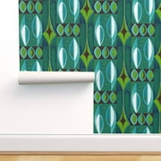 Peel & Stick Wallpaper Swatch - Mid Century Modern Tiki Retro Mod Custom Removable Wallpaper by Spoonflower
