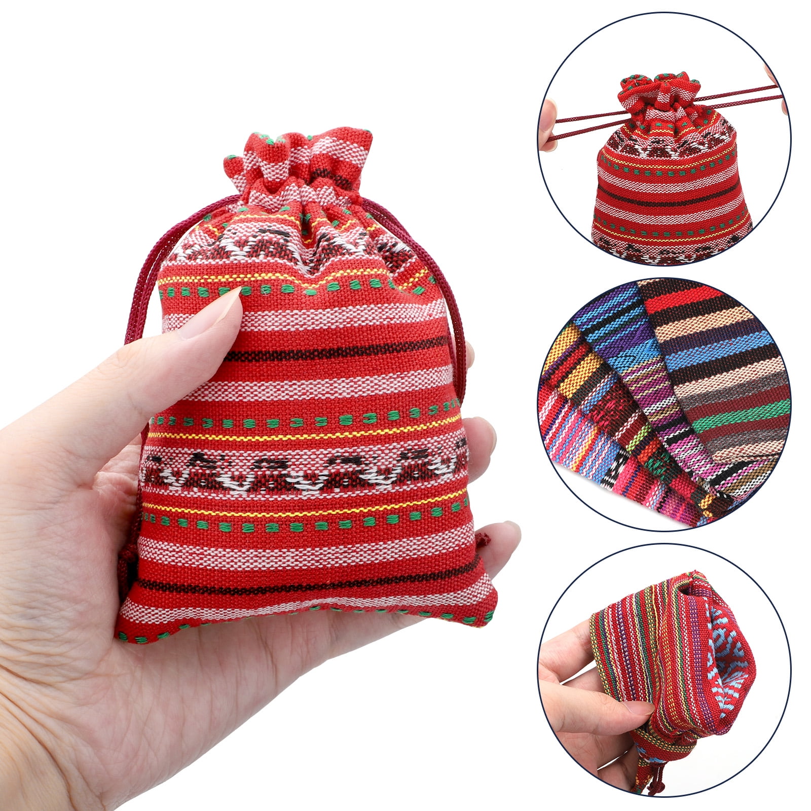 20pcs Cotton Linen Drawstring Gift Bags, Mexican Fiesta Gift Bag