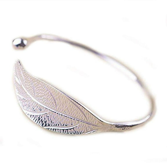 SDJMa Cuff Bracelet for Women Silver Plated Adjustable Opening Bracelet Ladies Leaf Bracelet Mesh Cuff Bangle Classic Bracelets for Women