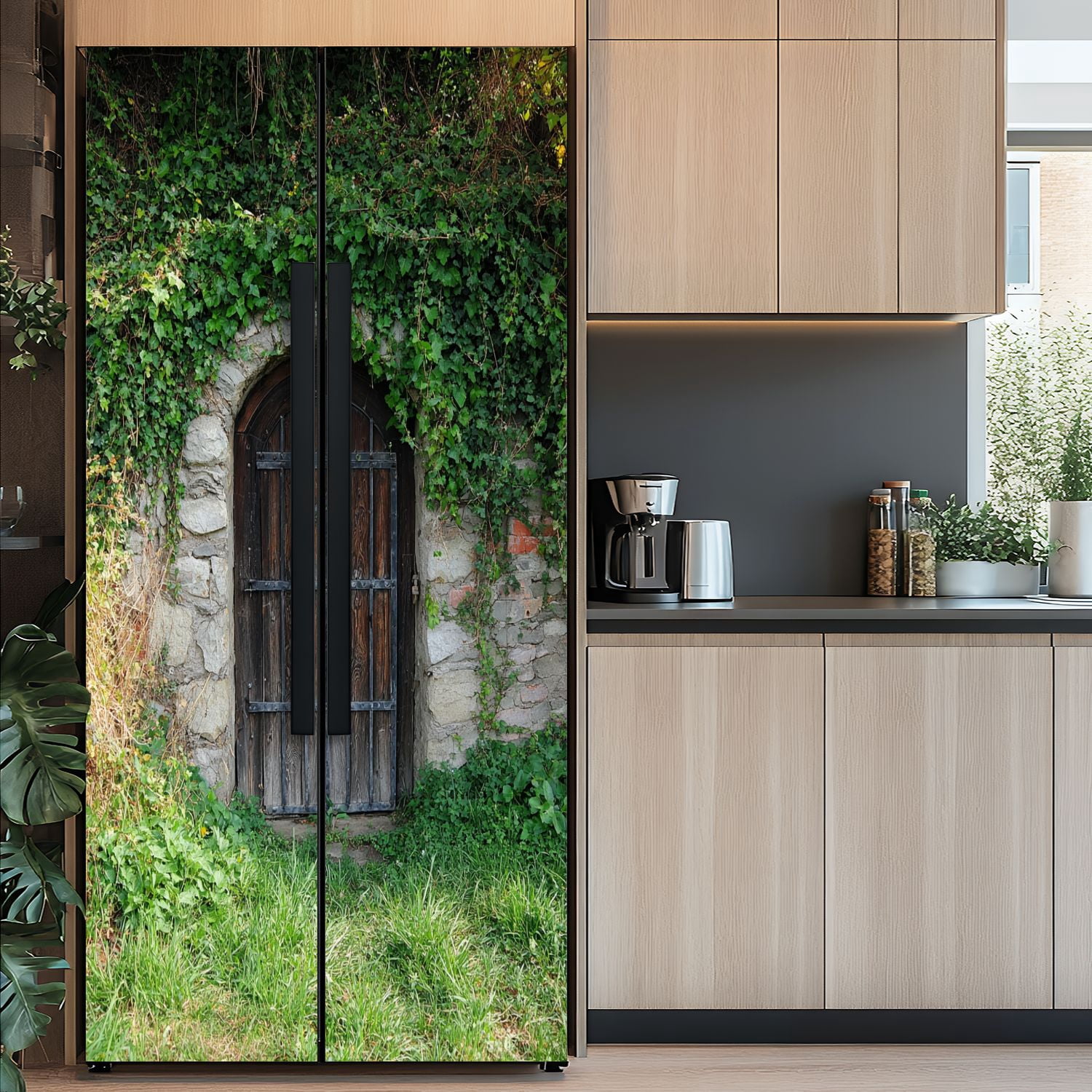 Self Adhesive Vinyl Refrigerator Wrap Set Door wine cellar Door Mural Removable Fridge Sticker Peel and Stick&nbsp;Full Door Cover Decal Kitchen Bar Decor