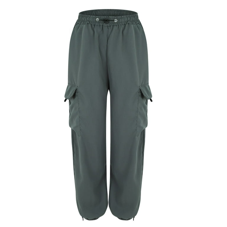 Skpblutn Women's Parachute Pants With 4 Pockets High Rise Skpblutn Women's Parachute Pants With 4 Pockets High Rise