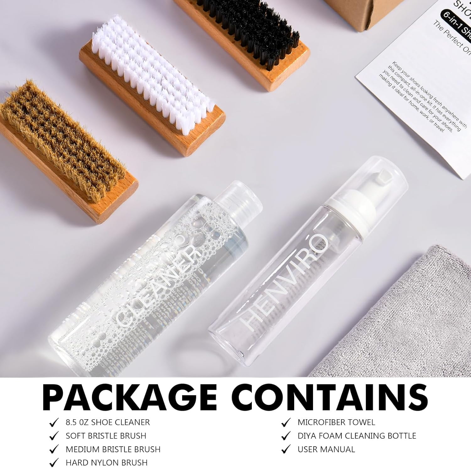 Stone And Clark Premium Sneaker Cleaning Kit - 6 Oz. Shoe Cleaner, 1.4 Oz. Shoe Deodorizer Spray