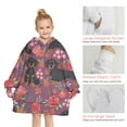 thumbnail image 6 of Dachshund Dog and Flower Floral Blanket Hoodies for Kids 6-13YR Oversize Wearable Blanket Hoodies for Boys Girls Teens, 6 of 7