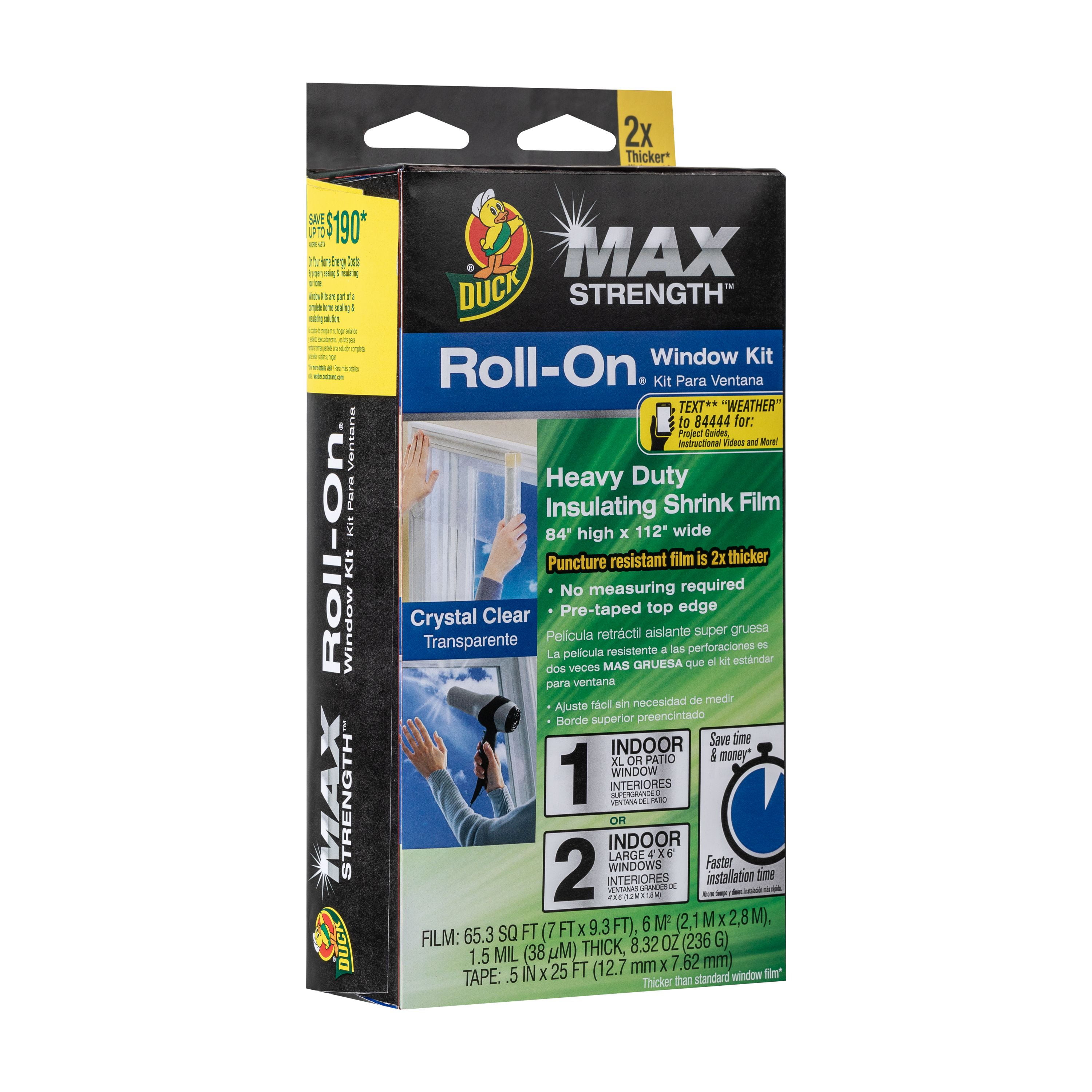 Duck Max Strength Roll-On Window Kit Heavy Duty Insulating Shrink Film 84”x 112” 