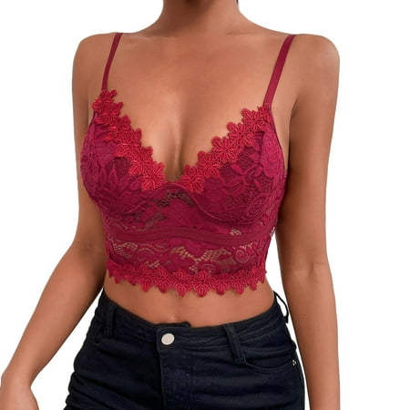 DuoJiaJ Women Clothes Rimless Bralette Push Up Sticky Bras Vest Sleeveless Backless Halter Crop Top Club Vintage Bra Vest Seamless Workout Tank Tops for Women