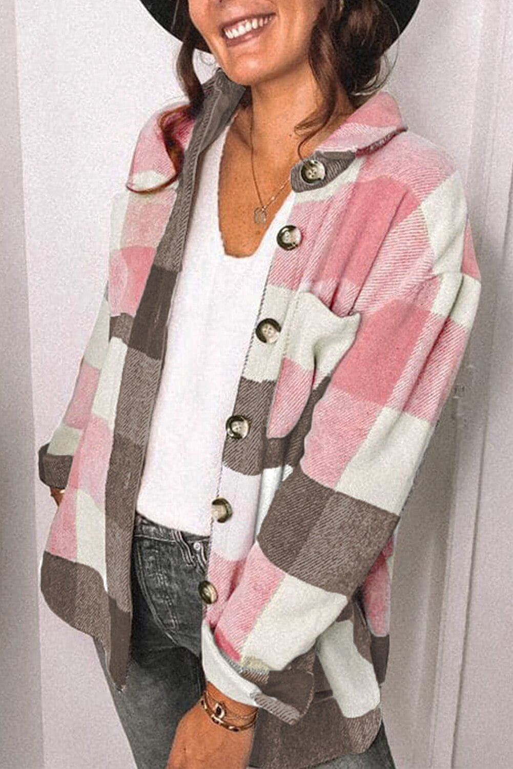 Womens Plaid Shirts Flannel Shacket Jacket Long Sleeve Button Down Boyfriend Shirt Coats