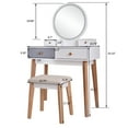 thumbnail image 6 of White Makeup Vanity Table Set with Touch Screen Adjustable Lighted Mirror and Cushioning Stool, Girls Vanity Set Dressing Table with Four Drawers, Modern Bedroom Makeup Table Vanity Desk, Q11002, 6 of 12