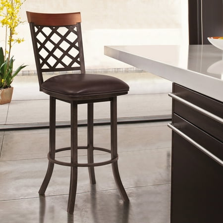 Bree 30" Bar Height Barstool in Auburn Bay with Ford Brown Faux Leather and Sedona Wood