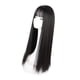 thumbnail image 3 of Peluca larga negra recta con flequillo para mujer, resistente al calor, elegante, sintética, de moda, de 28,3 pulgadas, 3 of 15