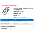thumbnail image 2 of Front Coil Spring - Compatible with 2007 - 2013 BMW 335i 2008 2009 2010 2011 2012, 2 of 2