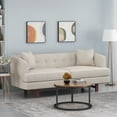 thumbnail image 2 of Noble House Arvilla Upholstered Pillow Included 3-Seater Sofa, Beige and Espresso, 2 of 8