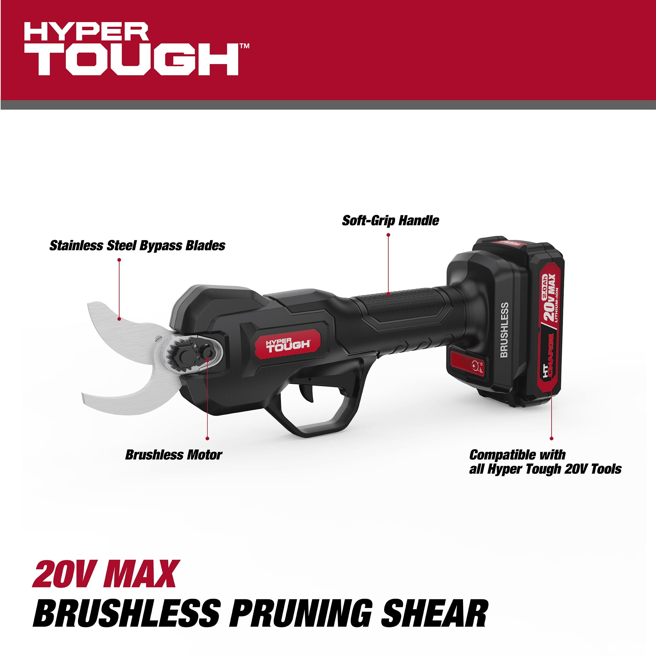 Hyper Tough 20V 2.0Ah Brushless Pruning Shear, HT14-401-003