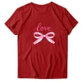 thumbnail image 2 of Ounisa Love Heart Bows Graphic Tees Cute Shirt Women Loose Fit Short Sleeve Top Valentines Shirts, 2 of 5