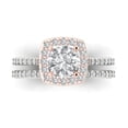 thumbnail image 2 of 1.58 ct Brilliant Round Cut Moissanite 18K White/Rose Gold Halo Solitaire with Accents Engagement Bridal Wedding Ring Band Set size 9.5, 2 of 7
