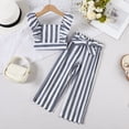 thumbnail image 2 of JAJAHO Toddler Kids Girl Clothes 2 Piece Outfits Summer Striped Sleeveless Ruffle Tank Top Wide Leg Pants Girls Clothing Set 1-6 Years Soft Outfit, 2 of 3