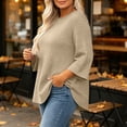 thumbnail image 6 of SuTry Plus Size Women's Sweatshirt Crew Neck 3/4 Sleeve Quilted Pullover with Curved Hem for Casual Fall Days and Cozy Lounging, 6 of 8