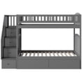 thumbnail image 3 of Bowery Hill Solid Wood Staircase Storage Bunk Twin Over Twin in Gray, 3 of 9