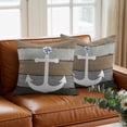 thumbnail image 3 of White Anchor Throw Pillow Cover Costal Brown Grey Stripes Wood Grain Bottom Cotton Linen Cushion Cover Throw Pillow Case with Invisible Zipper for Couch Sofa Bed Chair Car 20x20 Inch, 3 of 14