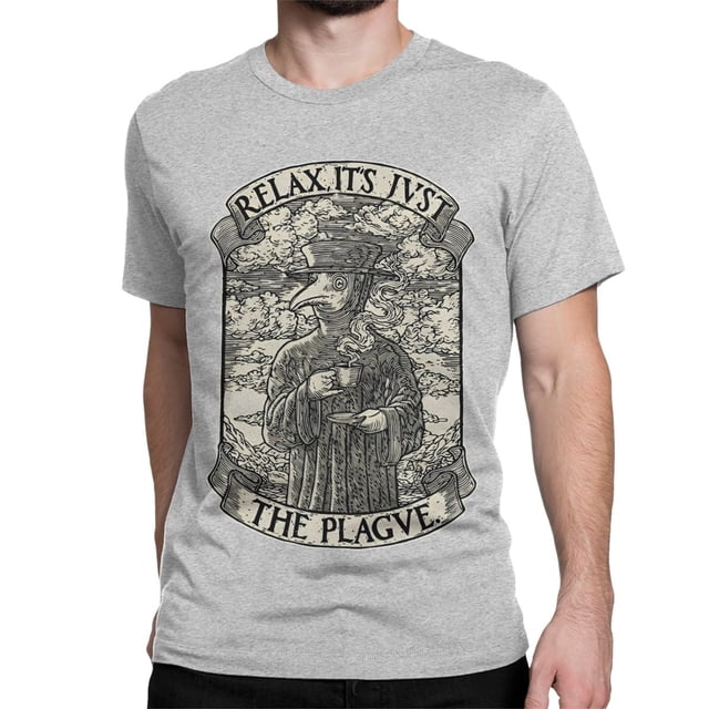 Camiseta informal de manga corta con cuello redondo y cuello redondo de algodón puro para hombre y mujer, con el Doctor de la Peste Negra más frío.