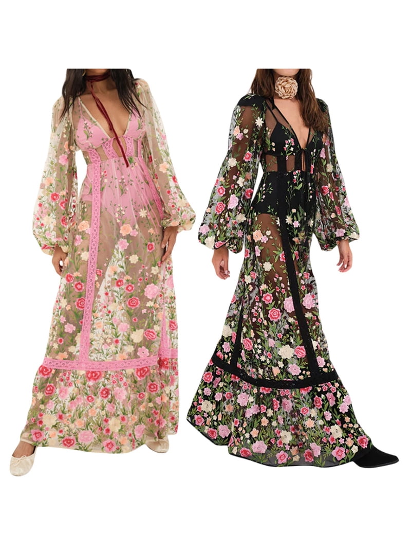 DcoolMoogl Women Lace Dress Sexy See Through Mesh Floral Long Beach Dress Long Sleeve Backless Cover Up Maxi Dresses - Walmart.com DcoolMoogl Women Lace Dress Sexy See Through Mesh Floral Long Beach Dress Long Sleeve Backless Cover Up Maxi Dresses - Walmart.com