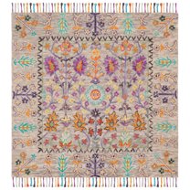 SAFAVIEH Blossom Hamilton Floral Wool Area Rug, Grey/Multi, 10' x 10' Square