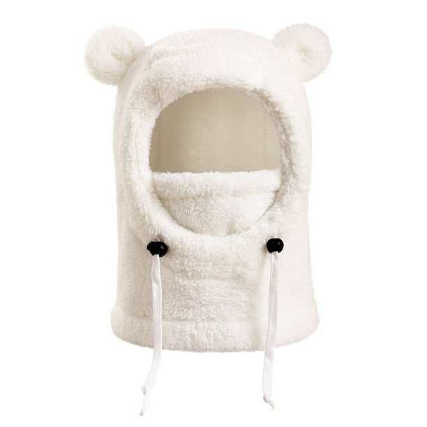 Gorro con capucha de invierno para niños, bufanda y cubrebocas, pasamontañas forrado de forro polar con protección auditiva, tocado de punto cálido con cordones para niños y niñas