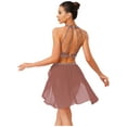 thumbnail image 2 of YiZYiF Women's Lyrical Dance Set Shiny Rhinestones Crop Top with Skirt 2-Piece Modern Dancing Dress Dusty Pink S, 2 of 6