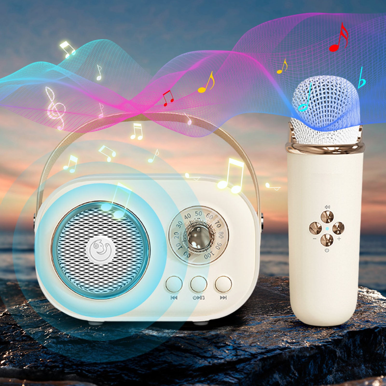 Byujiro Mini Karaoke Machine with 1 Wireless Microphone for Kids and Adults Cute Karaoke with Microphone Set Portable Bluetooth Speaker with Microphone Retro Handheld Style