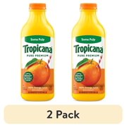 (2 pack) Tropicana Pure Premium 100% Orange Juice Original, Some Pulp, No Sugar Added, 46 fl oz