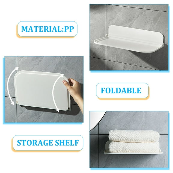 Yuangui Foldable Storage Rack Bathroom Wall Shelf Stick-on Organizer