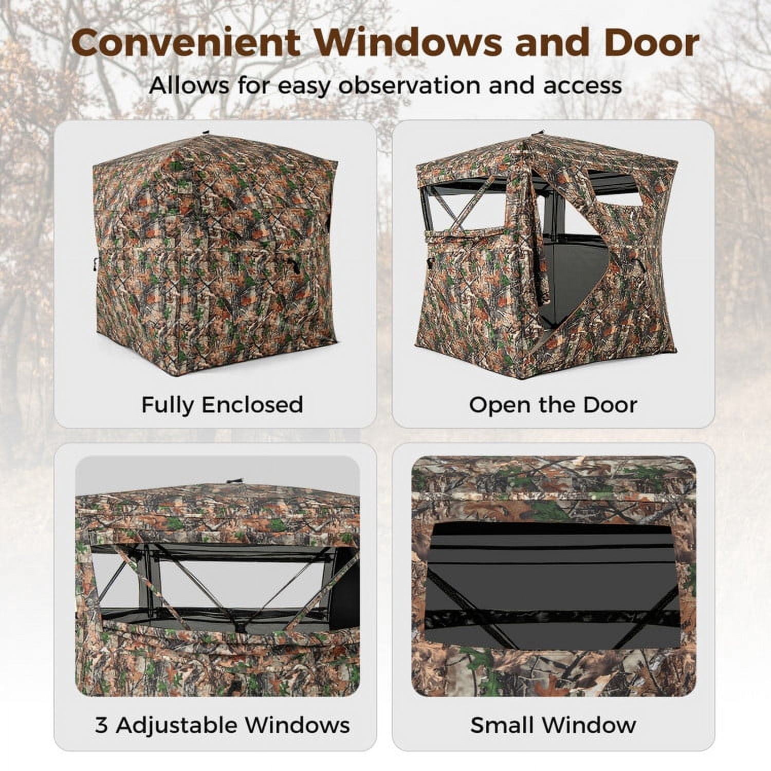 YYAo Tent,82 Inch Tall Hunting Blind 270° One Way See Through Ground Tent for 3-4 People