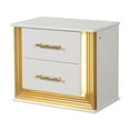 thumbnail image 4 of LiviNest Modern Nightstand with LED Lights & Drawers: Contemporary White Wood Bedside Table - Gold Finish Storage Cabinet for Remote Workers Home Office & Bedroom Organization, 4 of 5