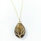 thumbnail image 1 of Zhuge Collar con colgante de árbol de la vida, adornos de collar para hombres y mujeres hechos a mano, collar con colgante de gota de agua de árbol de la vida envuelto en oro (marrón), 1 of 5