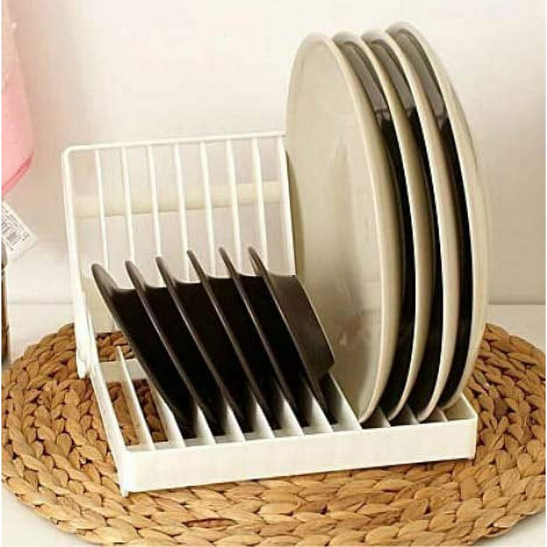 Plastic 12 Slots Folding Dish Drying Drainer Plate Rack Organizer