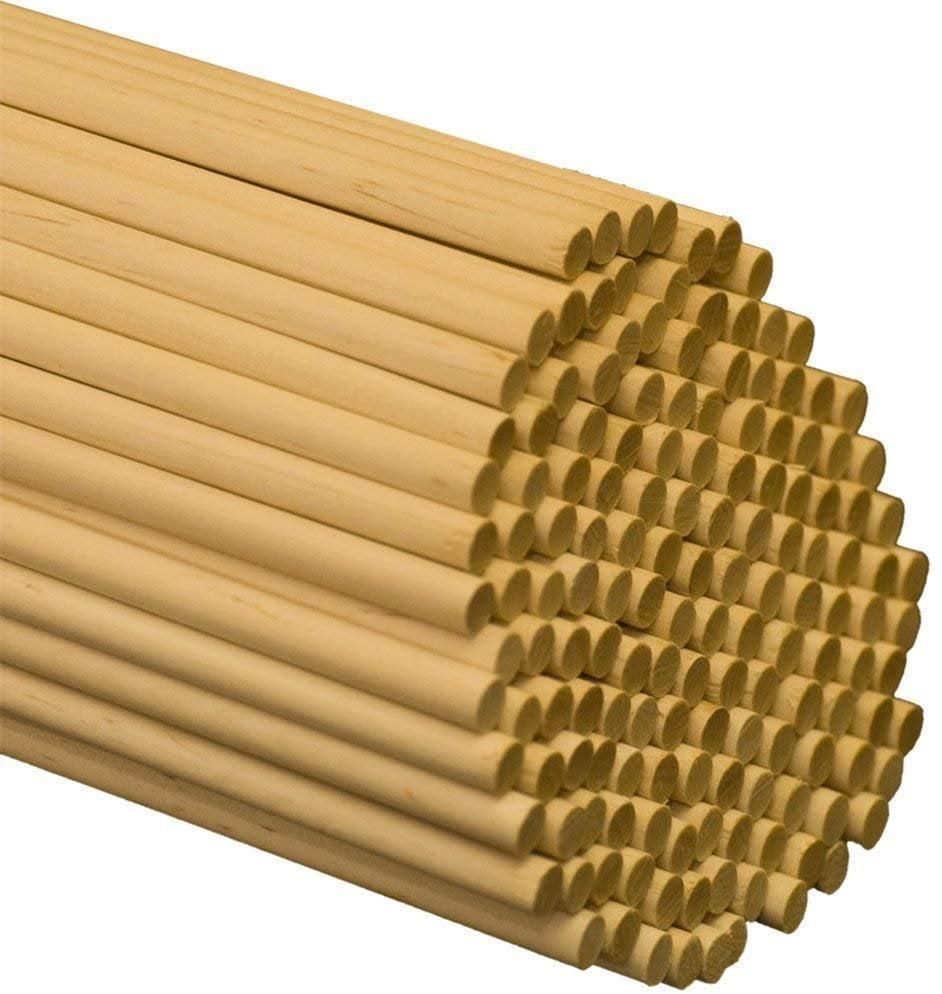 Wooden Dowel Rods 5/16” x 18” Unfinished Hardwood Sticks Pack Of 50