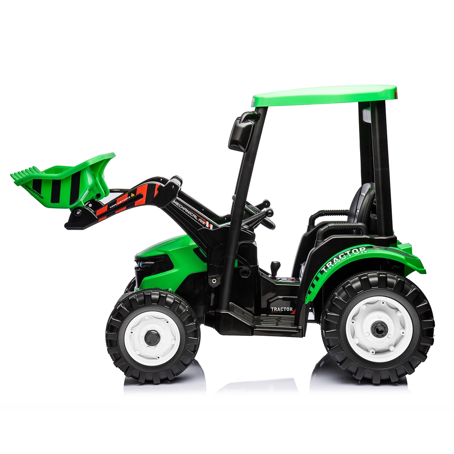CIPACHO 24 V Powered Ride Ons Tractor, Electric Construction Vehicles for Kids with 3-Gear-Shift Ground Loader and Backhoe Digger, Kids' Car Toys, Green CIPACHO 24 V Powered Ride Ons Tractor, Electric Construction Vehicles for Kids with 3-Gear-Shift Ground Loader and Backhoe Digger, Kids' Car Toys, Green