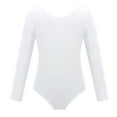 thumbnail image 6 of Miutii Kids Girls Long Sleeve Leotard Ballet Bodysuit Basic Dancewear Gymnastics Ballet Dance Leotard White 8, 6 of 8
