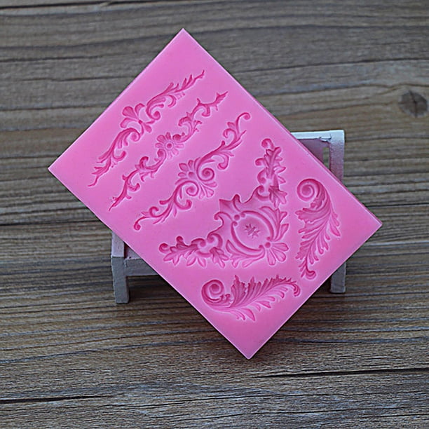 Molde de silicona con forma de pergamino barroco con flores esculpida en 3D para hacer tú mismo, molde para fondant, herramienta para decorar tartas y cupcakes