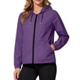 thumbnail image 6 of Lmueinov Womens Packable Drawstring Hooded Rain Jacket Zip Up Windbreaker Lightweight Foldable Casual Outerwear with Storage Pouch for Travel Outdoor, 6 of 7
