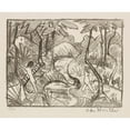 thumbnail image 2 of Otto Mueller 14x12 Black Ornate Wood Framed Double Matted Museum Art Print Titled: Two Figures on Waldbach 2 (Forest Landscape) (1921), 2 of 5