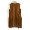 thumbnail image 4 of ASFGIMUJ Sweatshirt Cardigan For Women 4Pc Sets Autumn Winter Ethnic Sleeveless Tassels Fringed Vest Cardigan Vest Headband Glasses Earrings Khaki XXXL, 4 of 6