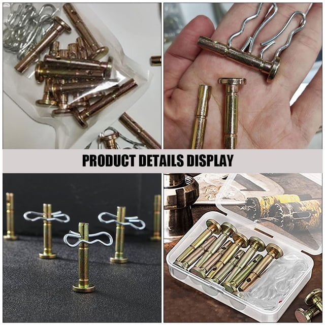 LOLIPPYY 6Sets Assorted Color Snow Sweeper Accessories Shear Pin and Cotter Pin Set Metal Replacement
